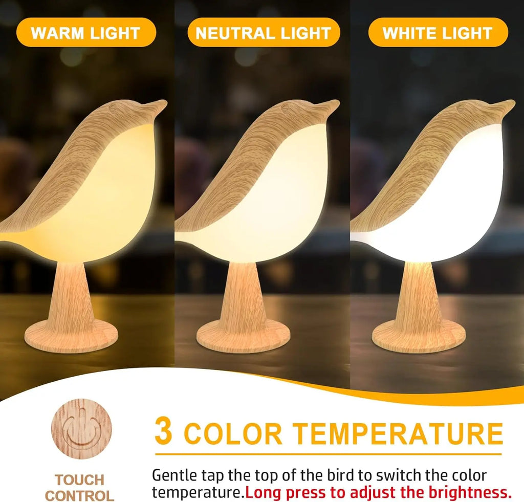 1pc LED Touch-Control Bird Lamp - Art Deco, 3-Levels Dimmable, USB-Cordless with Rechargeable Battery, Versatile for All Rooms